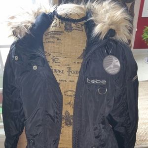 Bebe Puffer Jacket removable faux fur Sz medium
